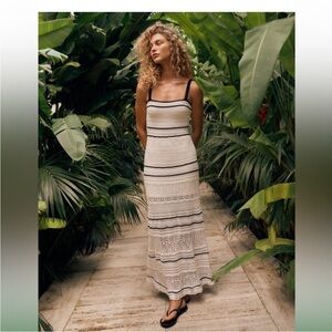 Abercrombie & Fitch Black and White Maxi Crochet Knit Dress